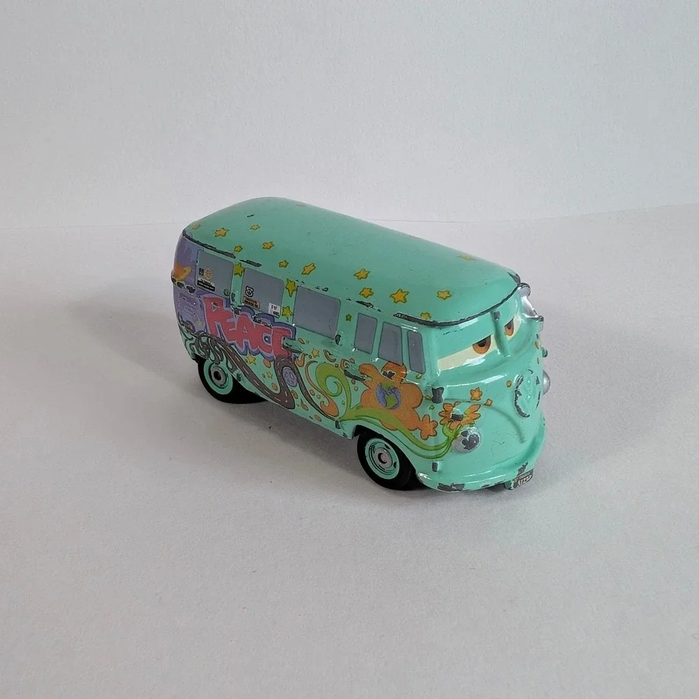 Disney Pixar Cars Fillmore VW Bus Diecast Metal Hippie Van Peace Love 2005